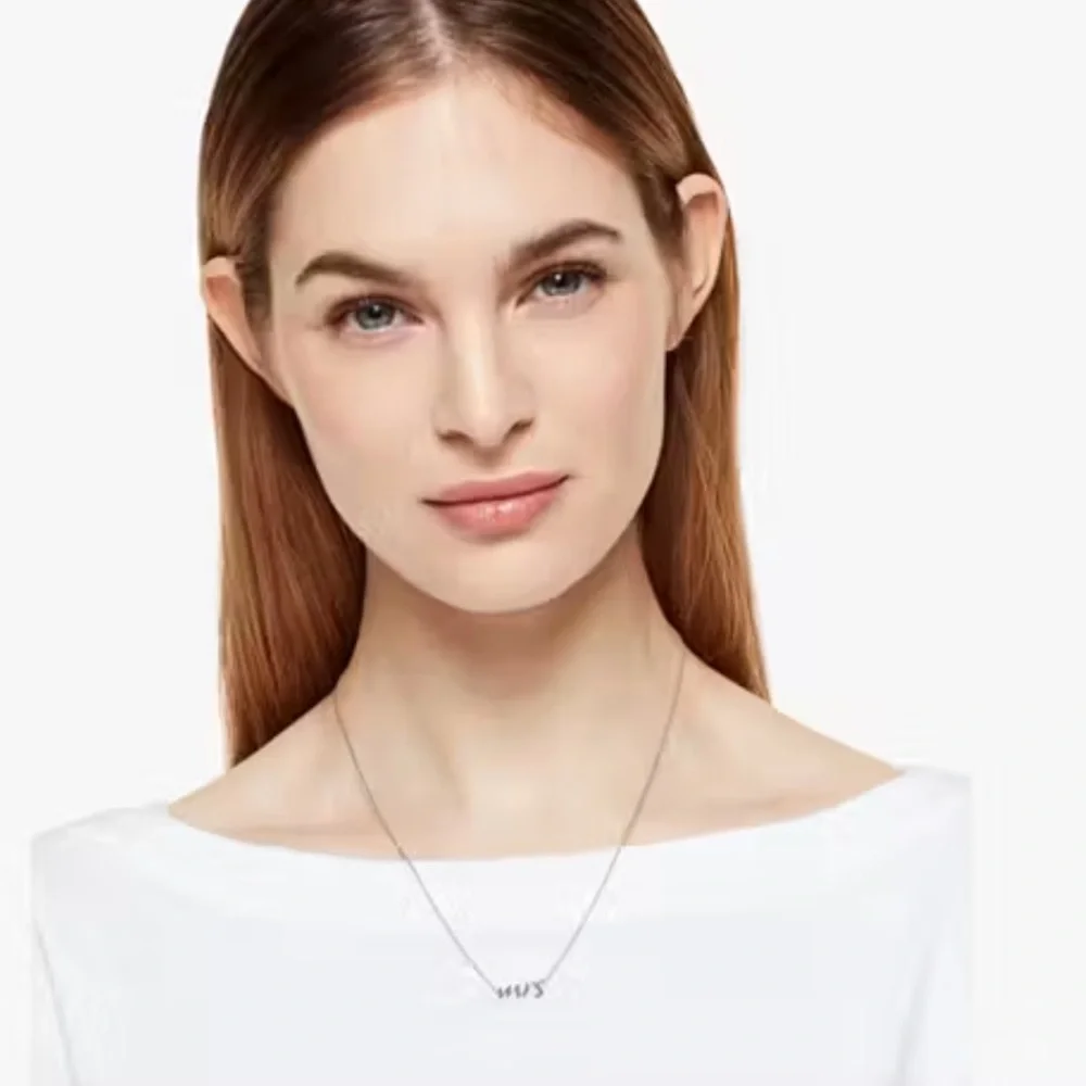 Kate Spade New York Say Yes Mrs. Necklace in Silver Bridal Newlywed Wife